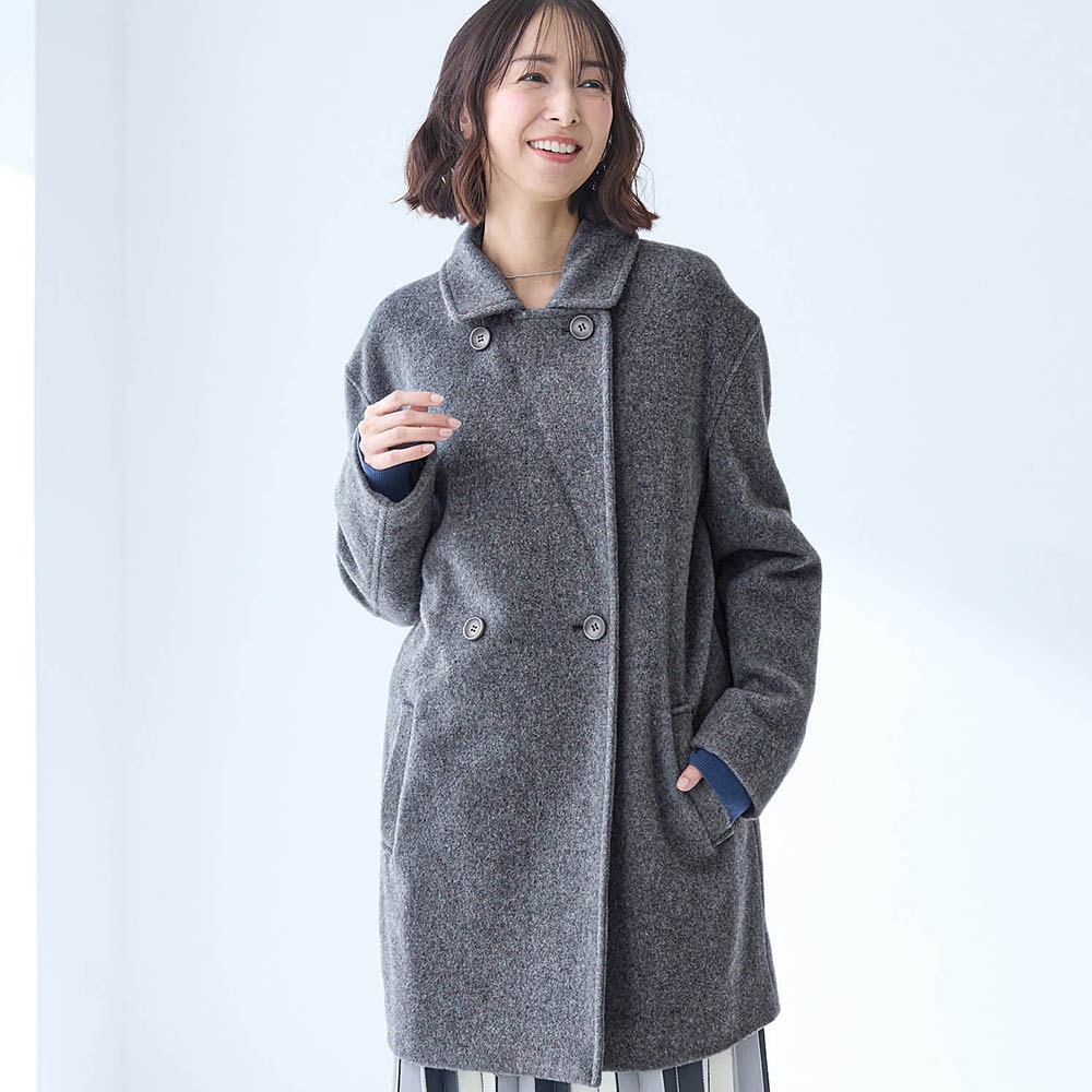 モデル身長169cm　ステンカラー風の着こなしもできる2WAY