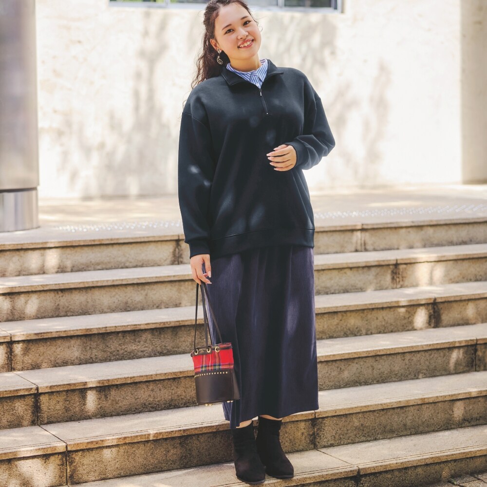 【ラ・フィット/la*fite】【12月9日セール追加】 重ね着風ハーフジップ+スカート3点セット