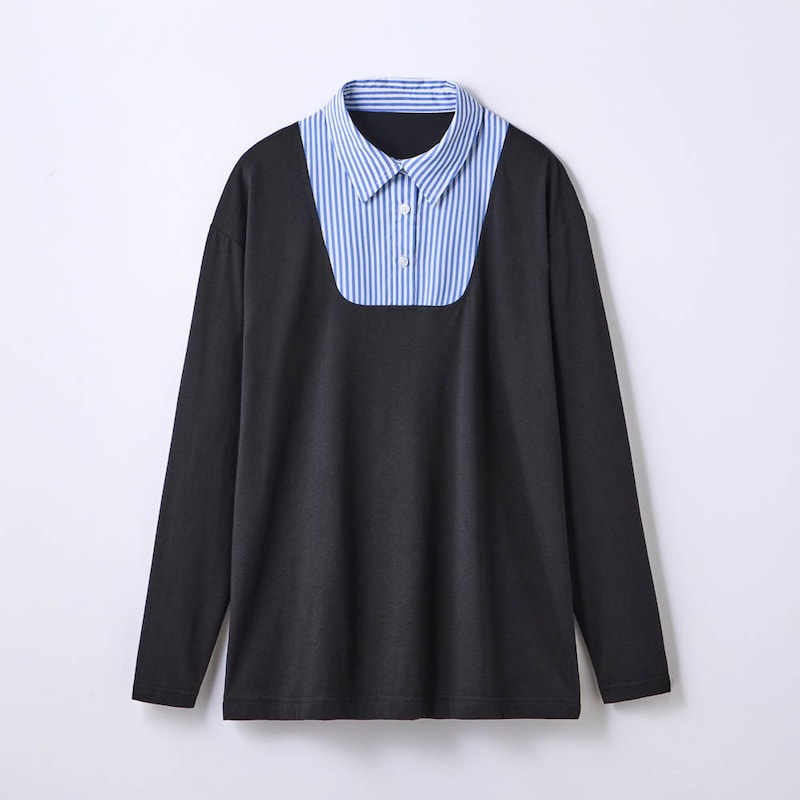 身頃全体はカットソー素材で重ね着したときもラクな着心地