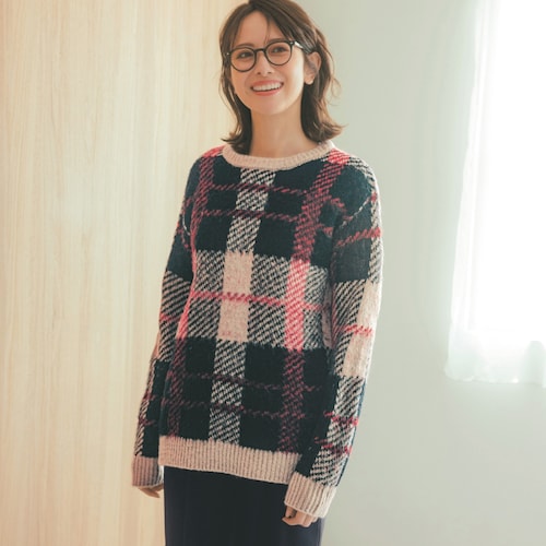 1枚で着映え！チェック柄ニット
