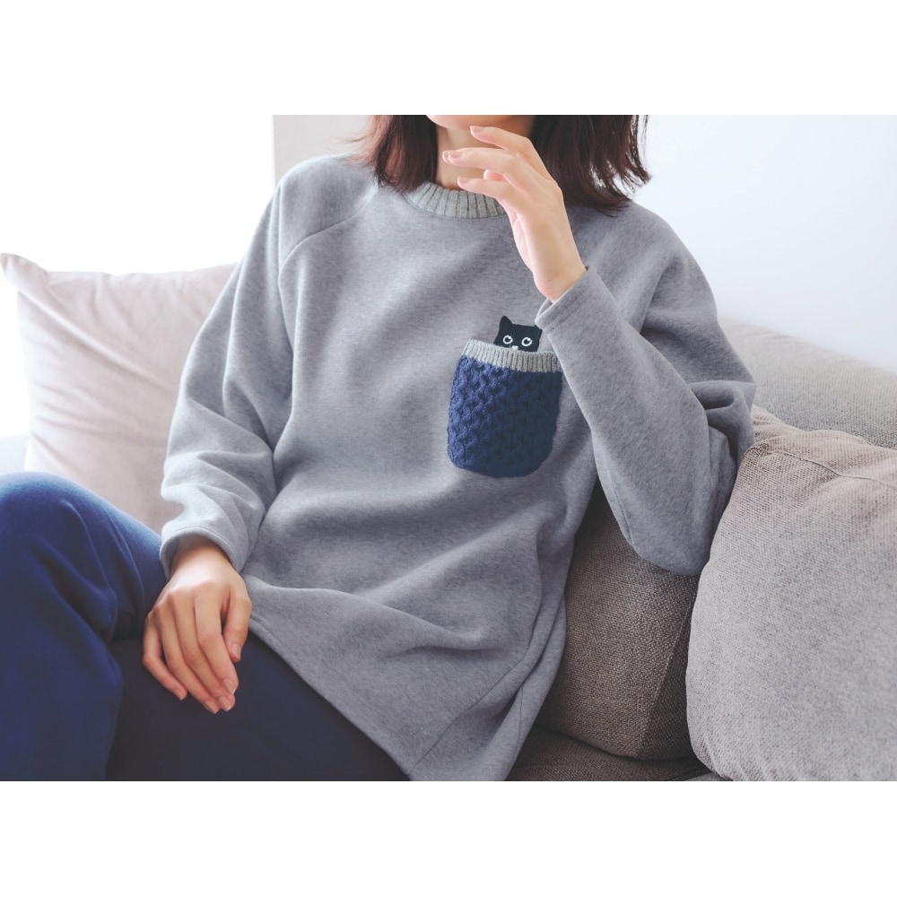 ネコ刺繍裏起毛プルオーバー(ラ・フィット/la*fite)｜通販のベルメゾン