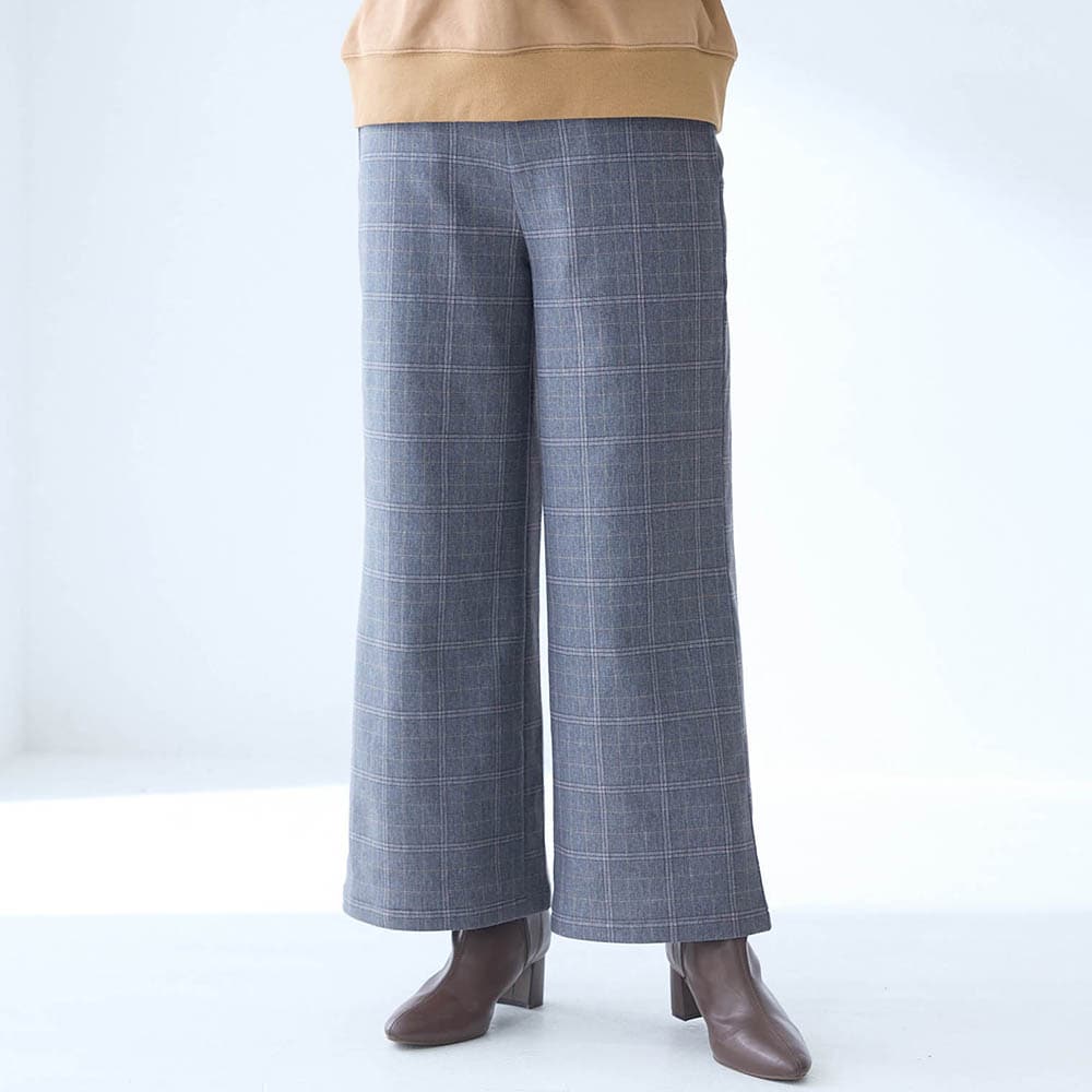 お腹すっきり裏フリースチェックパンツ(ラ・フィット/la*fite)｜通販の