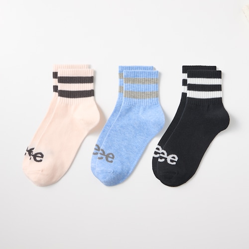 【特別価格】【3足組】クルー丈ソックス