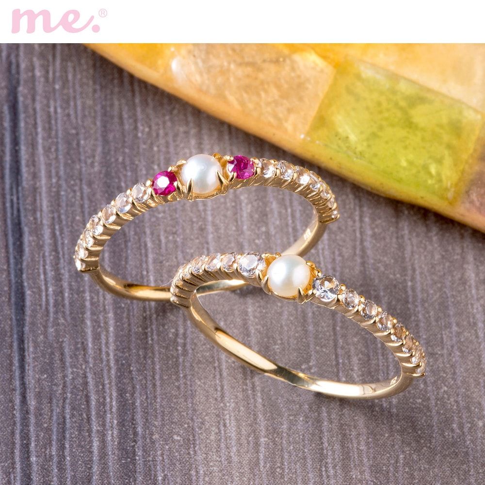 【ミー×ベルメゾン/me.×BELLE MAISON】【受注生産】10金淡水パール×Wトパーズリング 【ミー×ベルメゾン/me.×BELLE MAISON】【受注生産】10金淡水パール×Wトパーズリング