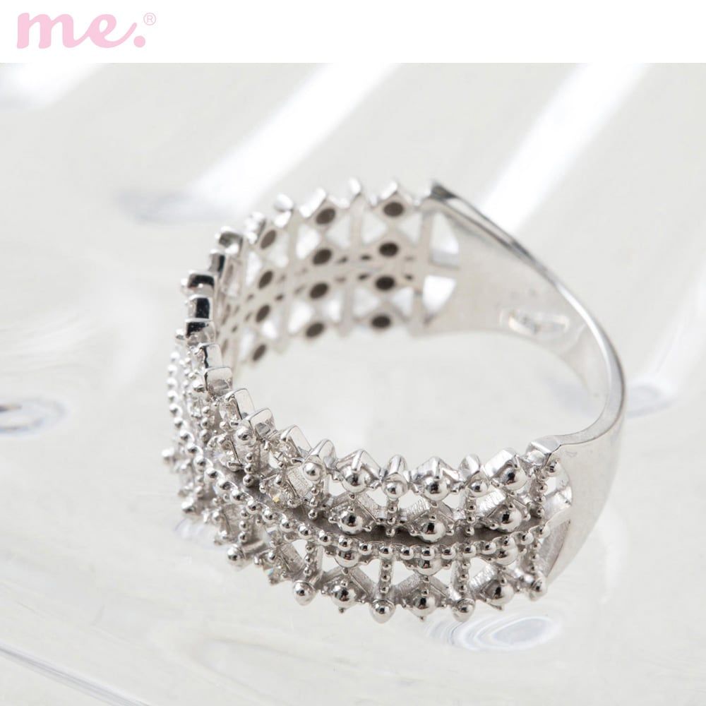 【ミー×ベルメゾン/me.×BELLE MAISON】【7月16日までお得!】 【受注生産】10金WG透かし柄ダイヤモンドリング