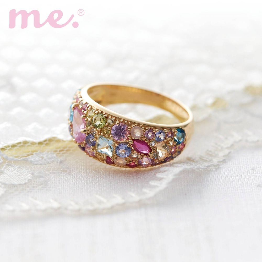 【ミー×ベルメゾン/me.×BELLE MAISON】【7月16日までお得!】 【受注生産】10金天然石パヴェリング[日本製]