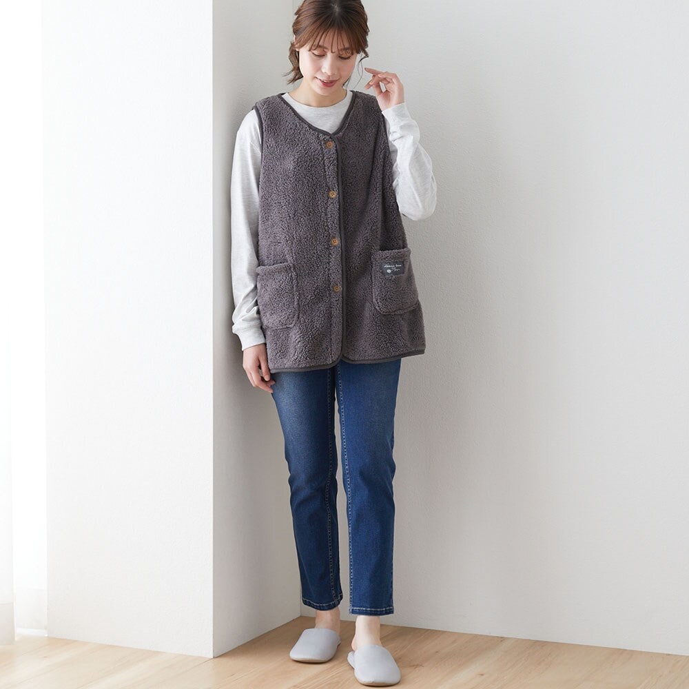 あったかシープタッチボアノーカラーベスト｜通販のベルメゾンネット