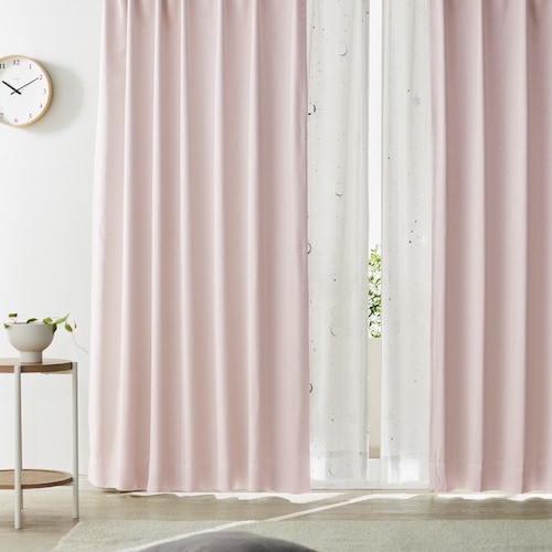 【カーテンセット】ニュアンスカラーの遮光・形状記憶＆箔プリントのUVカット・遮像レースカーテンセット<4枚組>