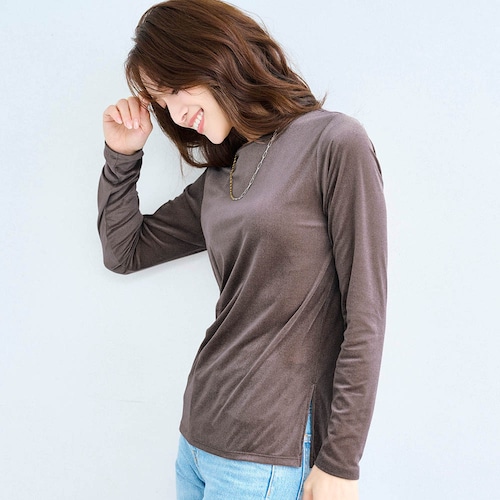 大人のシアーベロア長袖Tシャツ［日本製］