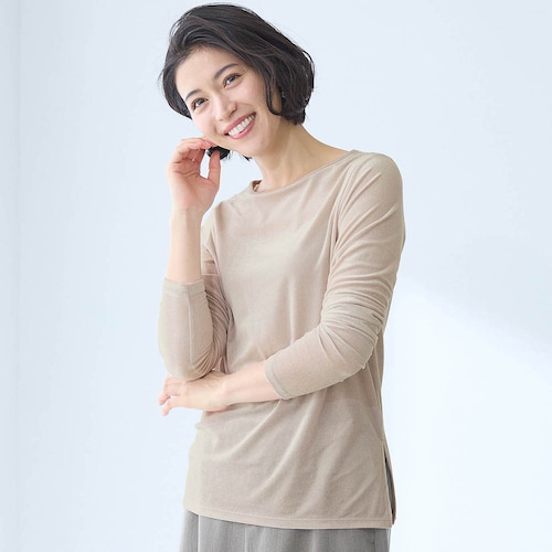 大人のシアーベロア長袖Tシャツ［日本製］