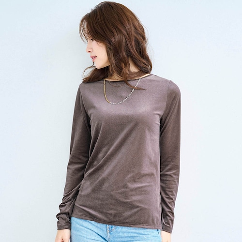 大人のシアーベロア長袖Tシャツ［日本製］