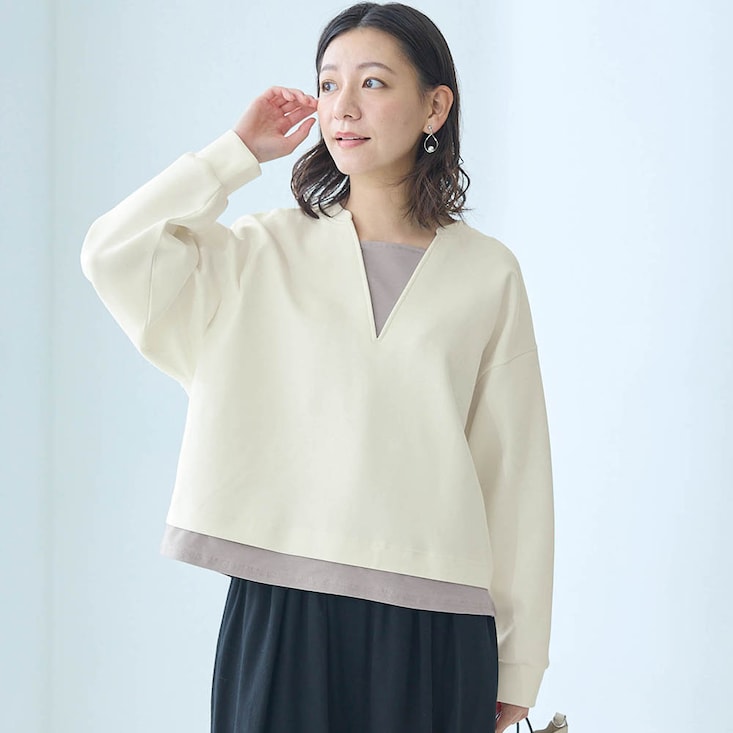 【7月23日再値下げ】 綿混あったかダンボールレイヤード風プルオーバー