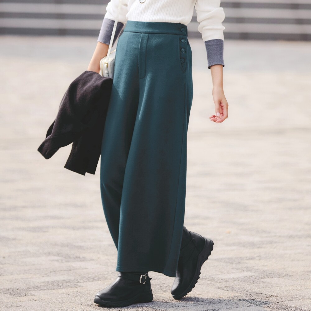 【スタイルノート/StyleNote】【12月9日セール追加】 ウールライクカットソークロップドワイドパンツ 【TV newsおかえり で着用されました】