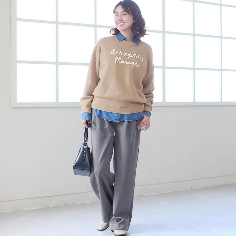 モデル身長168cm／M※写真は撮影用のため股下+8cmになります。