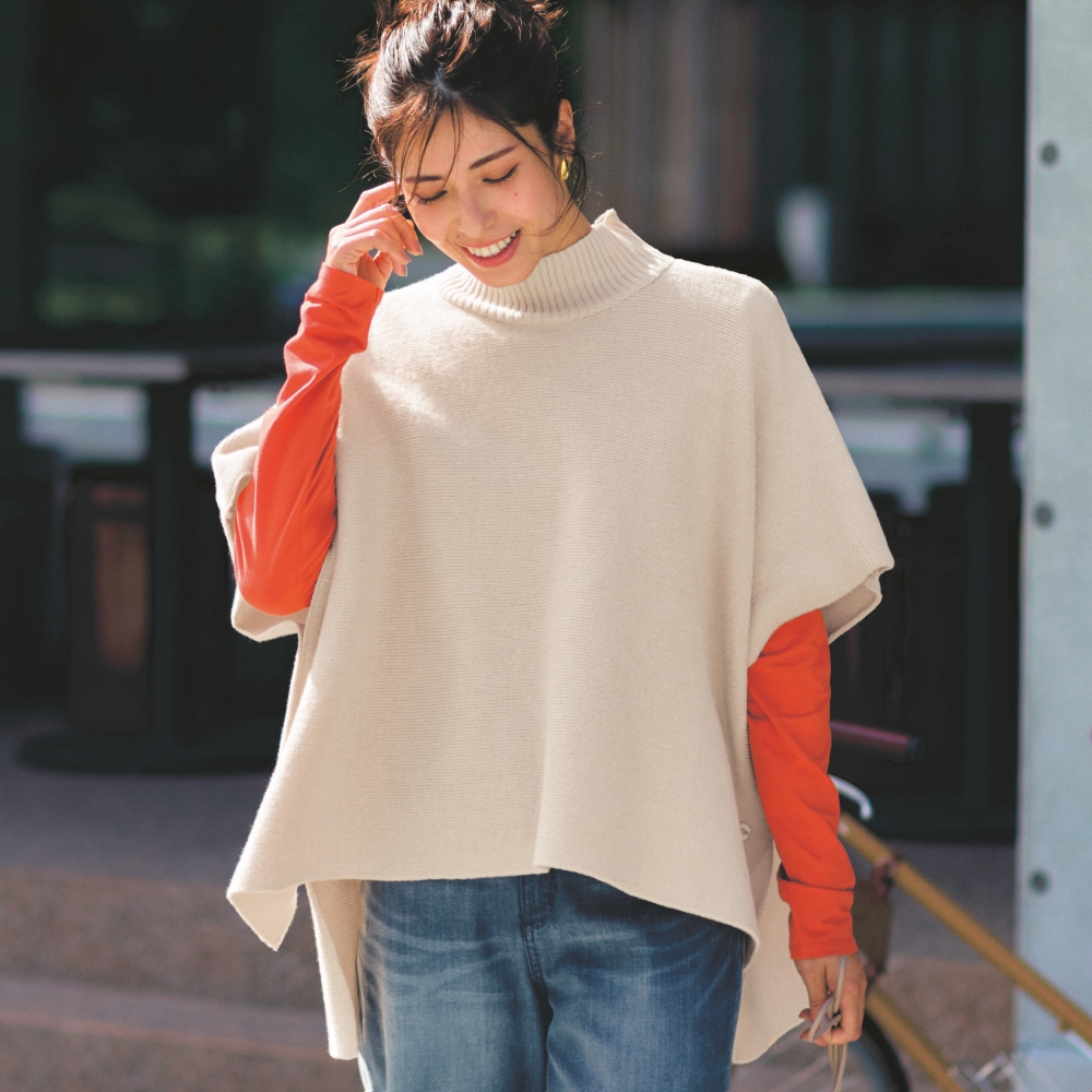【スタイルノート/StyleNote】どんなボトムにも合う!体型すっぽりニットポンチョ 【スタイルノート/StyleNote】どんなボトムにも合う!体型すっぽりニットポンチョ
