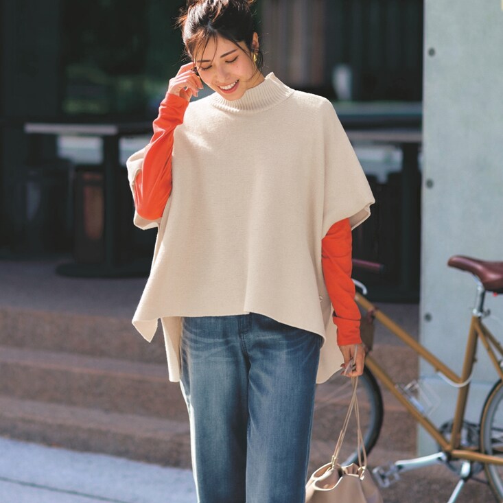 どんなボトムにも合う！体型すっぽりニットポンチョスタイルノート/StyleNote