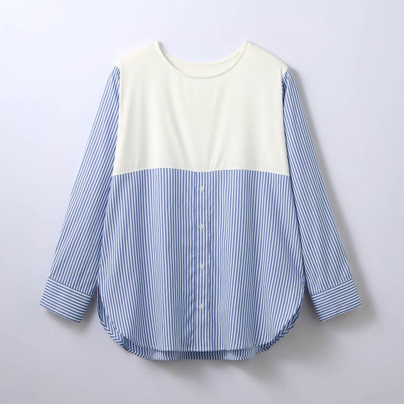 布帛のシャツ生地との切り替えデザイン