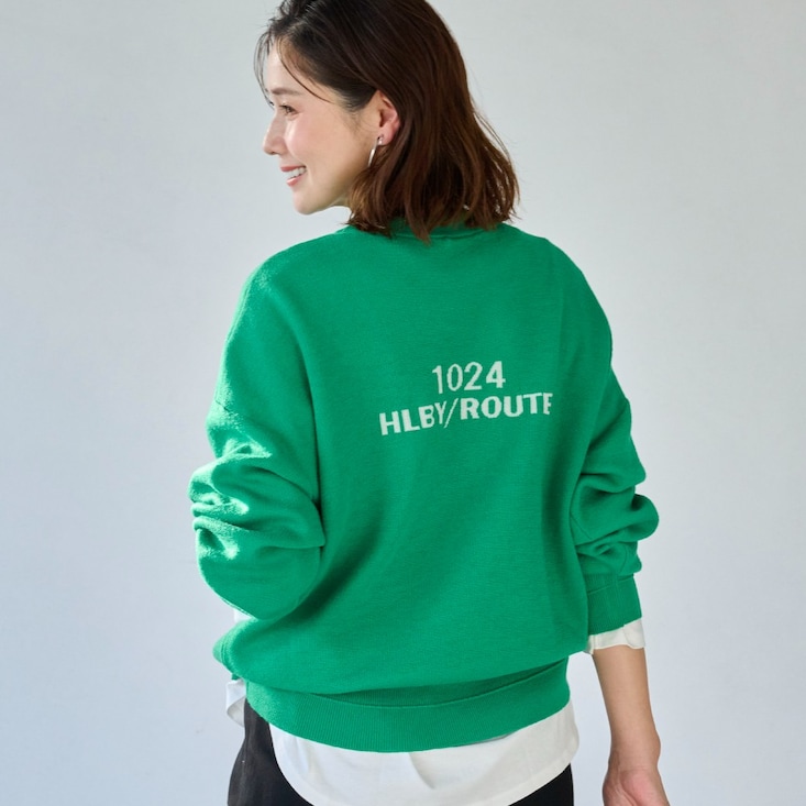 シーズンレススウェット風ロゴニット 【洗濯機OK】