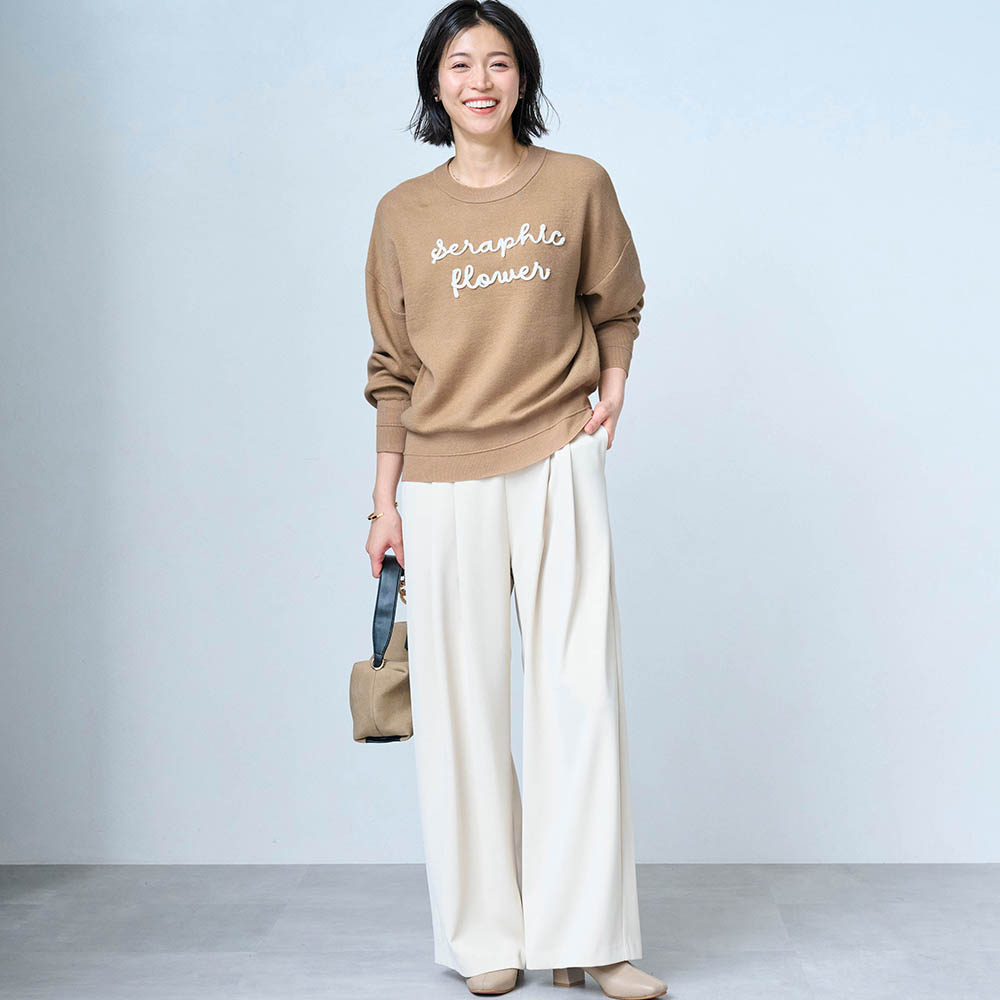 シーズンレススウェット風ロゴニット 【洗濯機OK】ロウイング/Rowing シーズンレススウェット風ロゴニット 【洗濯機OK】ロウイング/Rowing