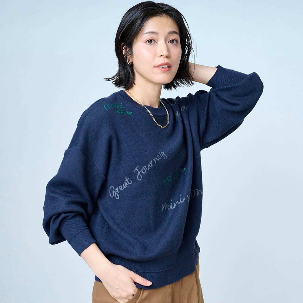 シーズンレススウェット風ロゴニット 【洗濯機OK】 シーズンレススウェット風ロゴニット 【洗濯機OK】