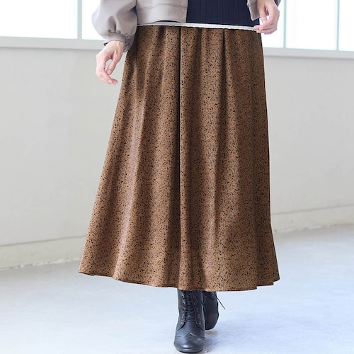 あったか裏カットソー付きプリントスカート