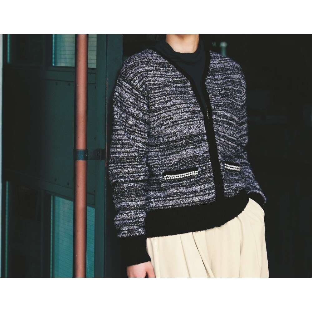 【スタイルノート/StyleNote】【2月19日再値下げ】 編地変化のあるニットブルゾン