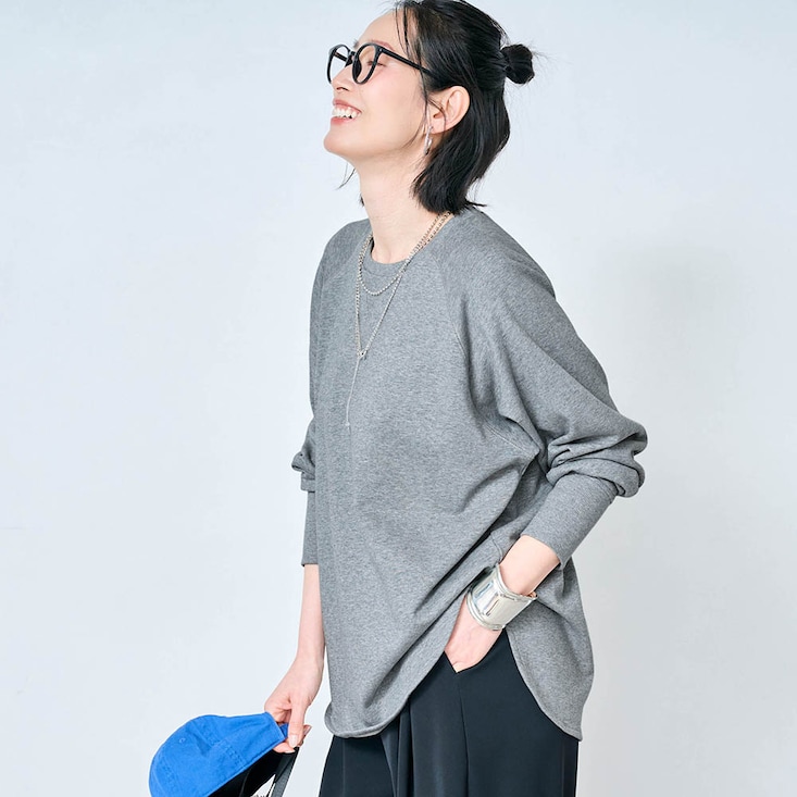 コットン裏毛シャツテールスウェット