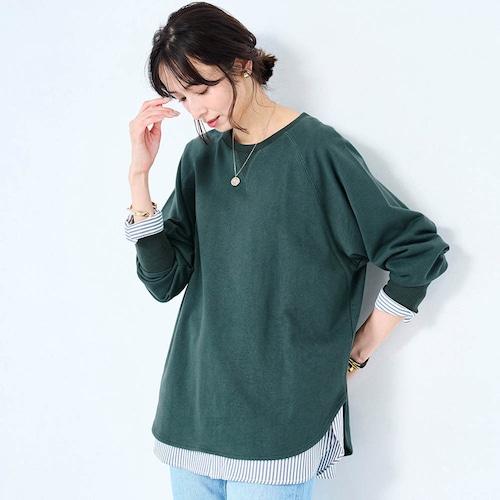 コットン裏毛シャツテールスウェット