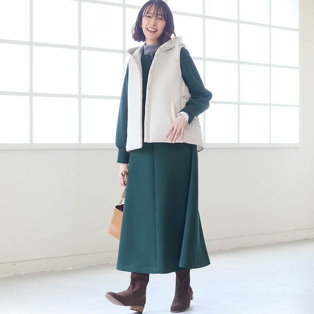 後ろ姿もすっきり見え美人シルエットワンピース 【TV newsおかえり で