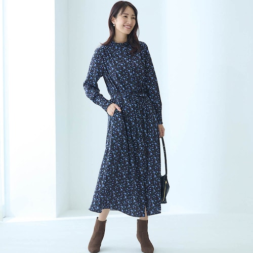 冬の着回しプリントワンピース