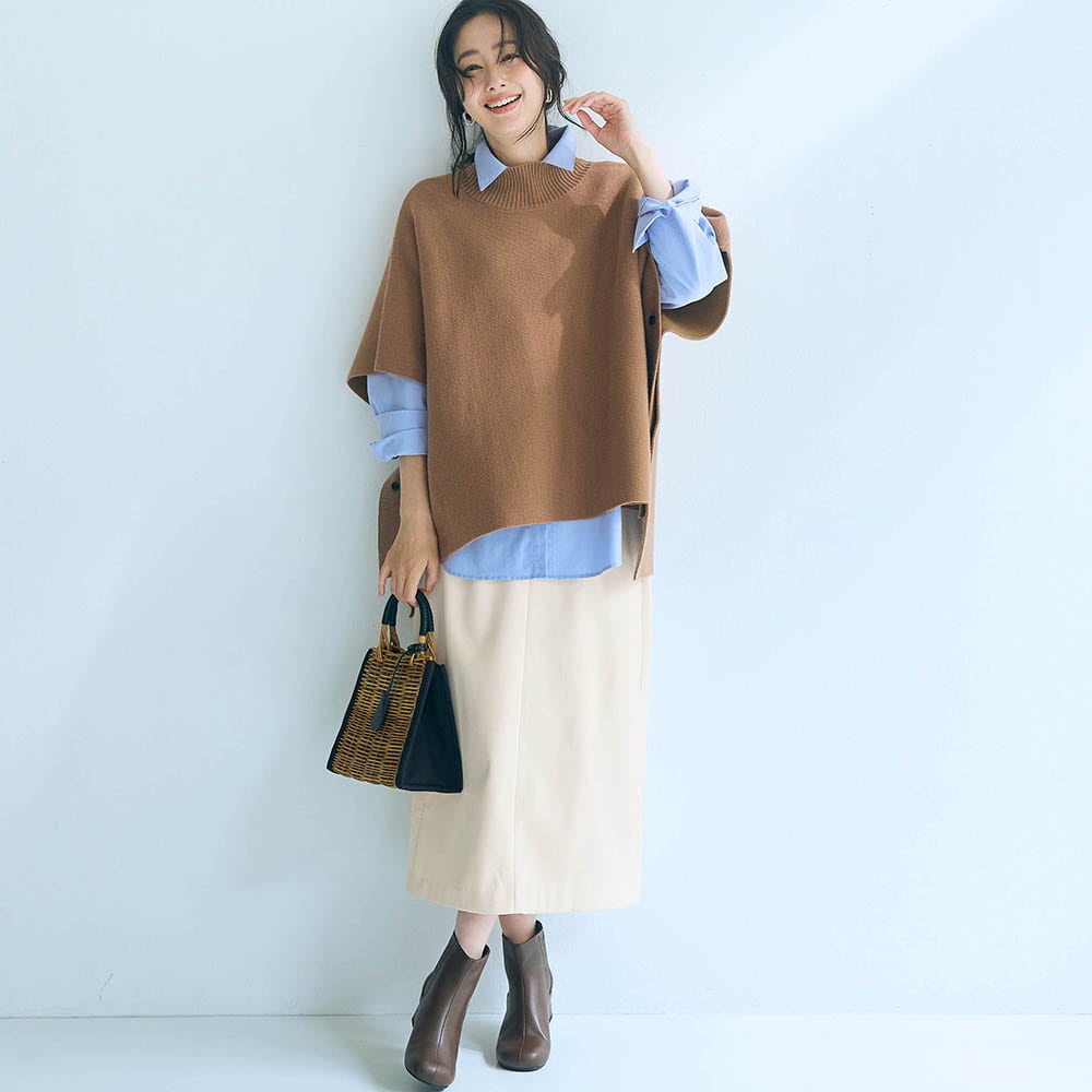 モデル身長169cm／M ※写真は撮影用のため総丈+4cmになります。