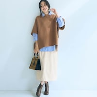 モデル身長169cm／M ※写真は撮影用のため総丈+4cmになります。