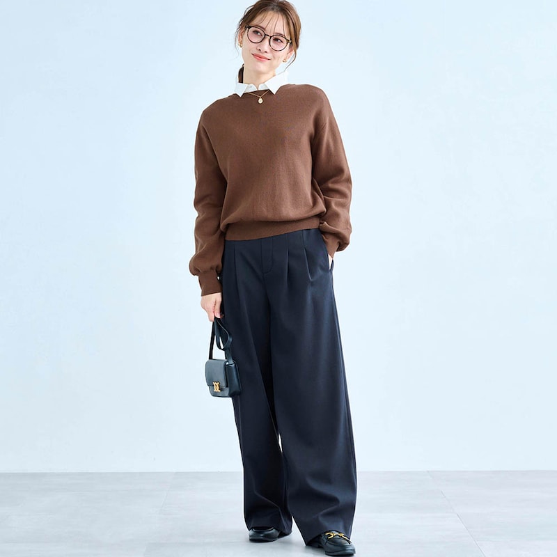 モデル身長168cm／M　※ボタンを後ろ側で着た場合