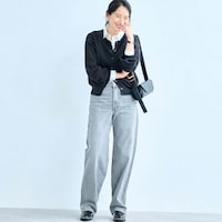 モデル身長168cm／M　※ボタンを前側で着た場合