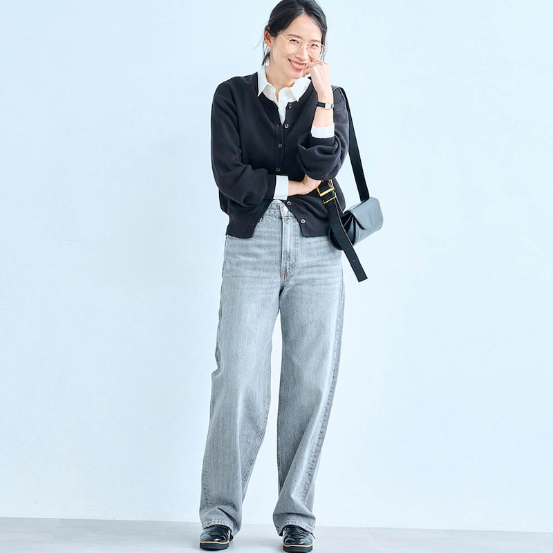 モデル身長168cm／M　※ボタンを前側で着た場合