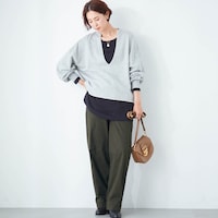 モデル身長168cm／M ※写真は撮影用のため股下+6cmになります。