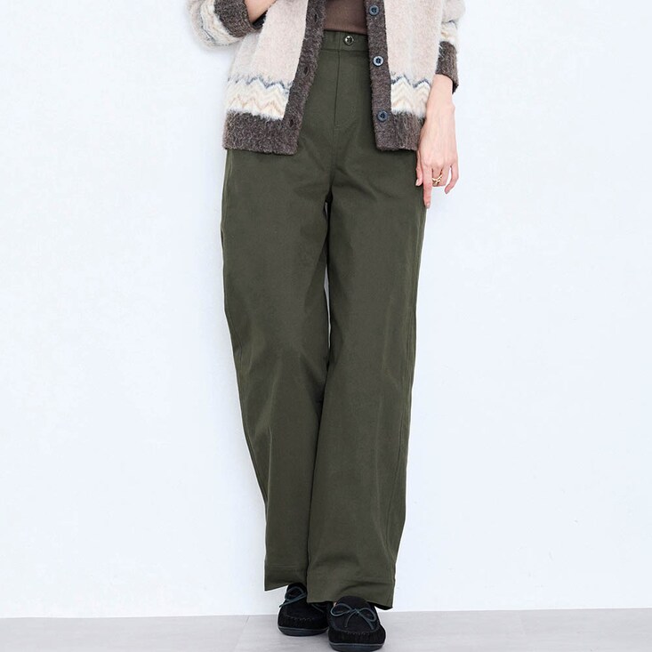 裏側綿素材あったかソフトワイドパンツ