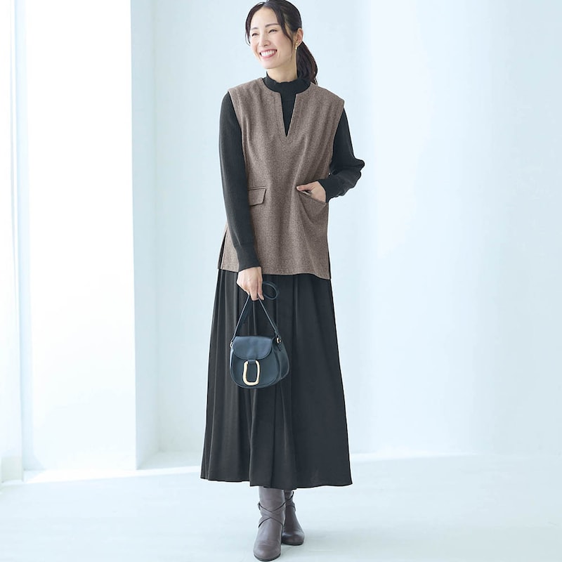 モデル身長173cm／M※写真は撮影用のため総丈+6cmになります。