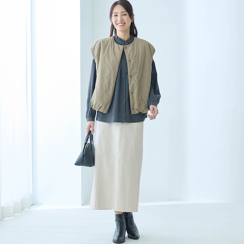 モデル身長173cm／M※写真は撮影用のため総丈+6cmになります。