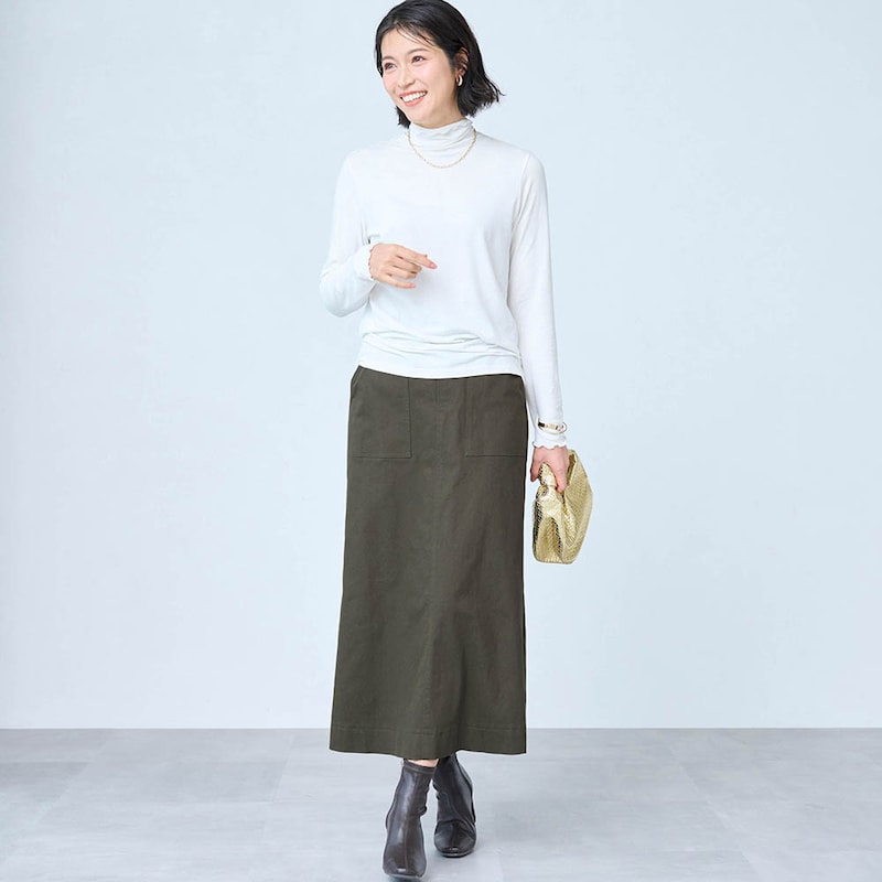 モデル身長168cm／M※写真は撮影用のため総丈+6cmになります。