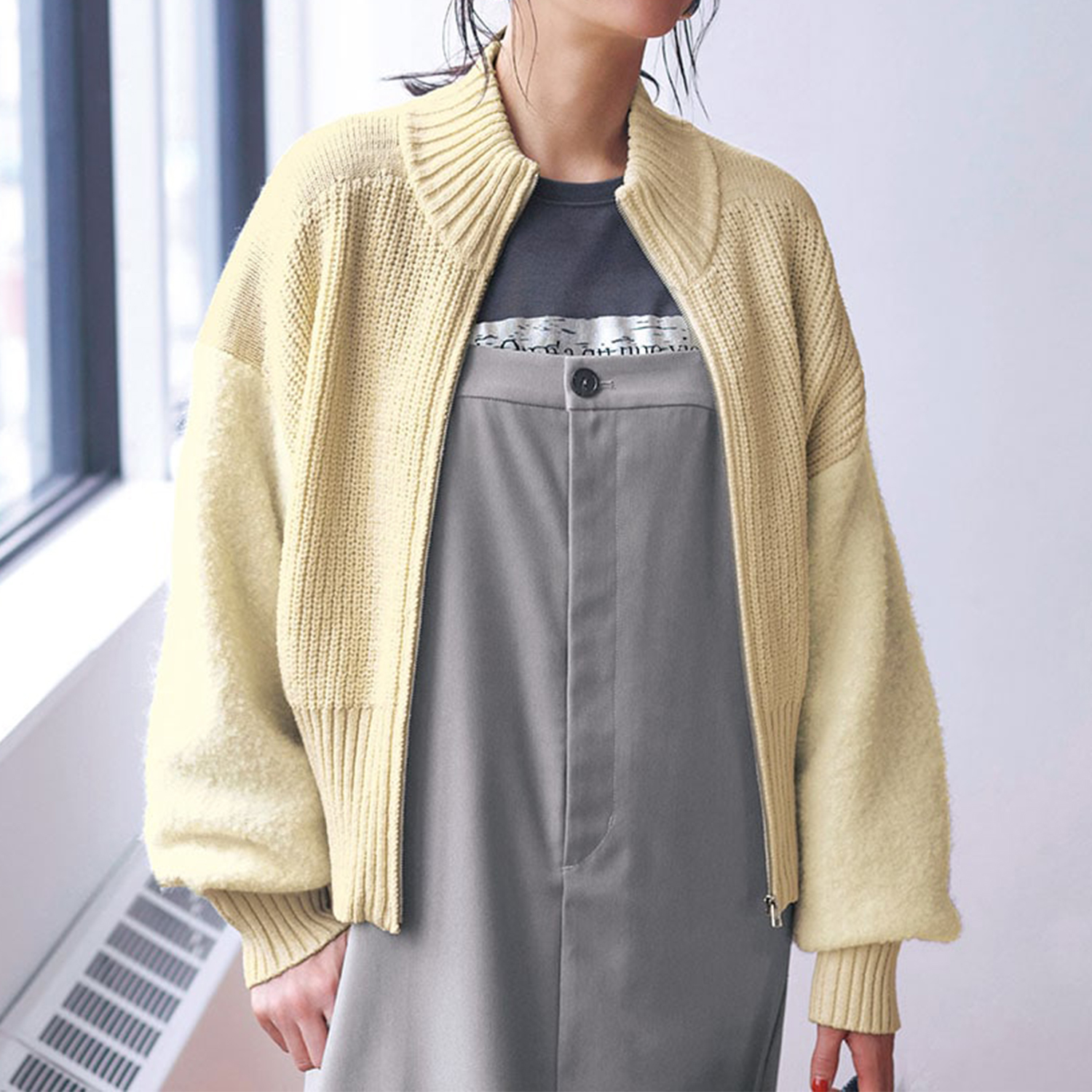 【ロウイング/Rowing】ブークレー切替えニットブルゾン