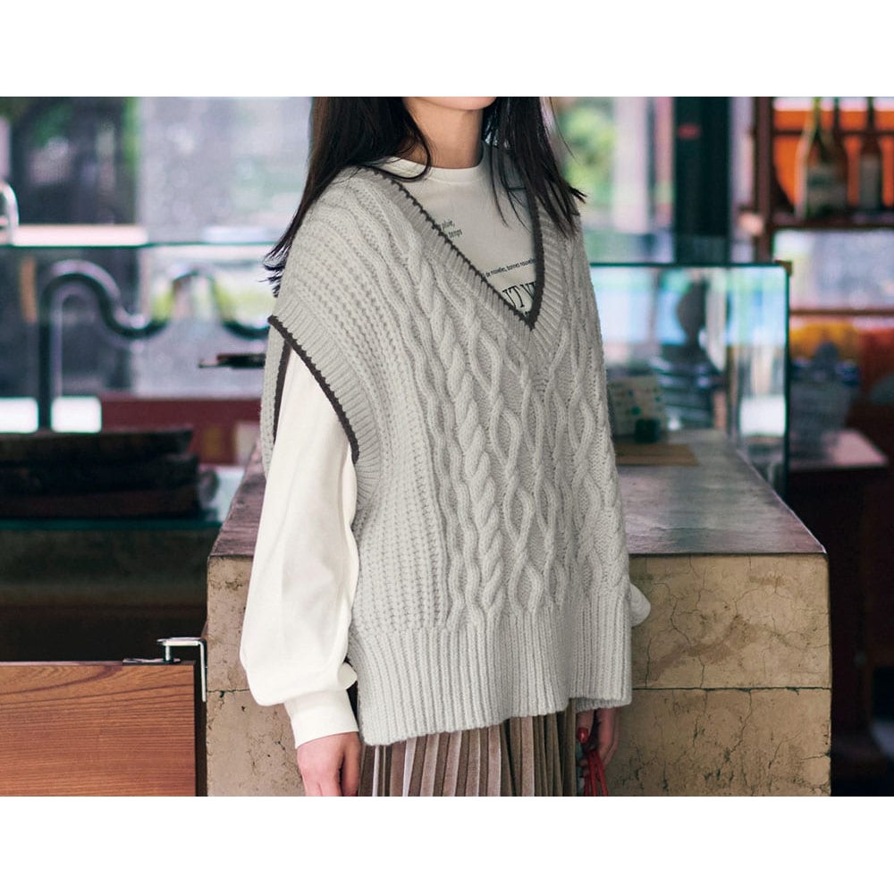 【ロウイング/Rowing】配色ラインニットベスト