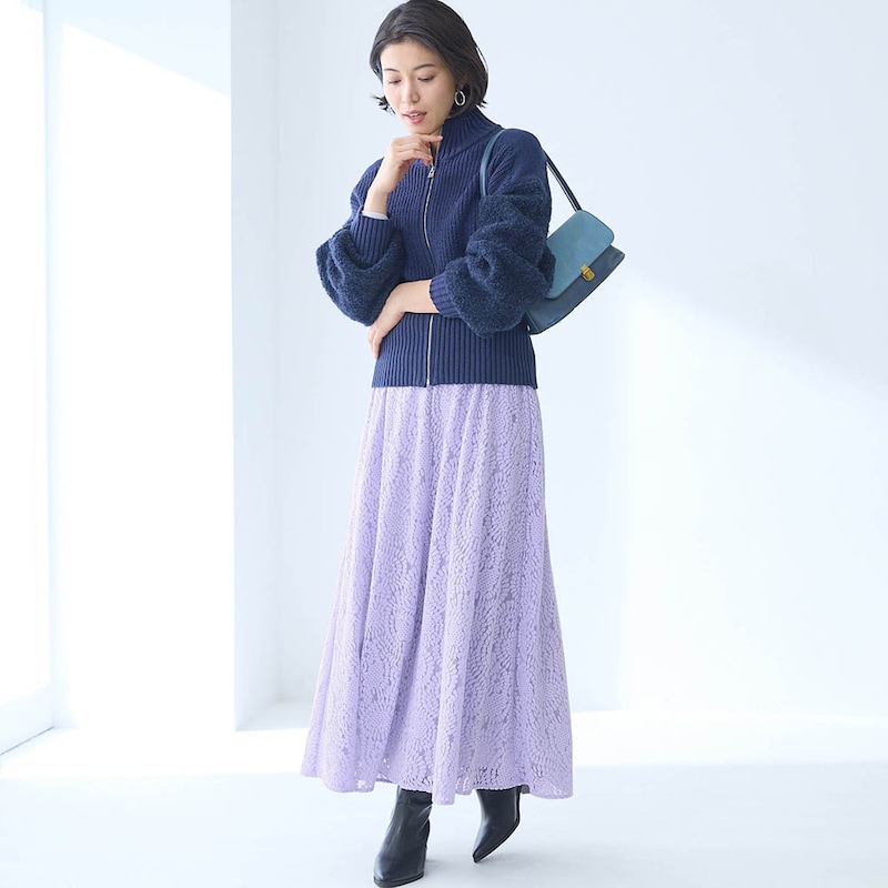 モデル身長168cm／M※写真は撮影用のため総丈+6cmになります。