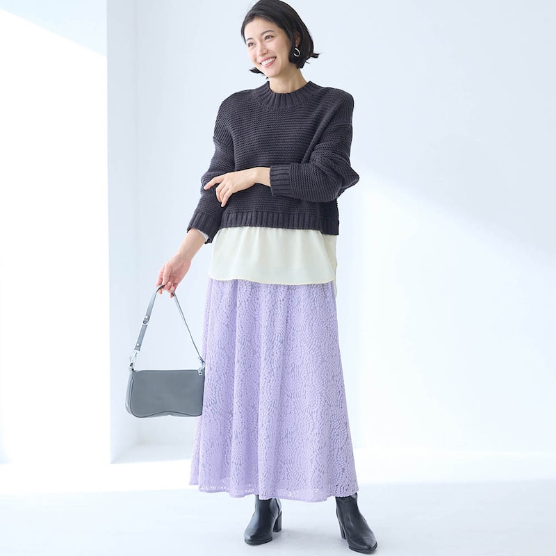 モデル身長168cm／M※写真は撮影用のため総丈+6cmになります。