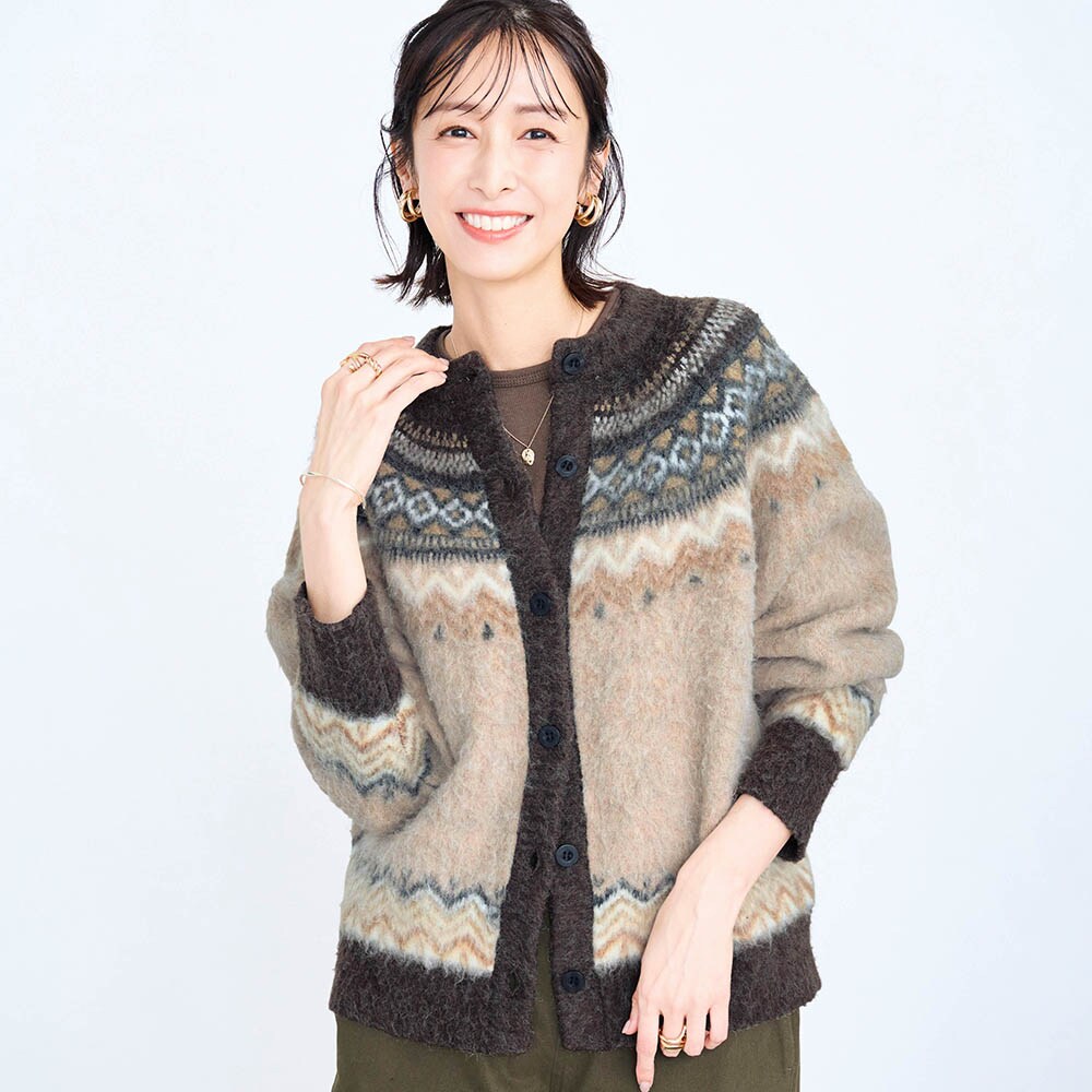 【ロウイング/Rowing】求心柄ニットブルゾン