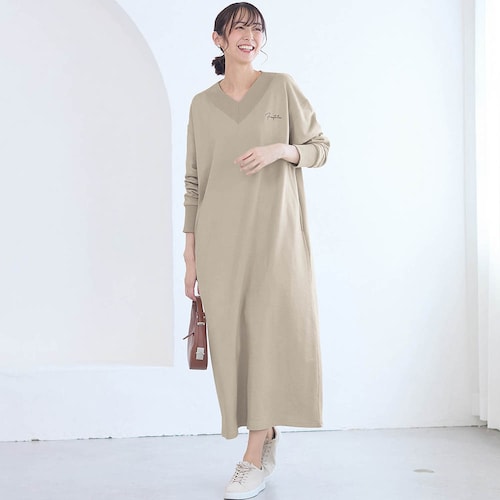 コットン裏毛スウェットワンピース