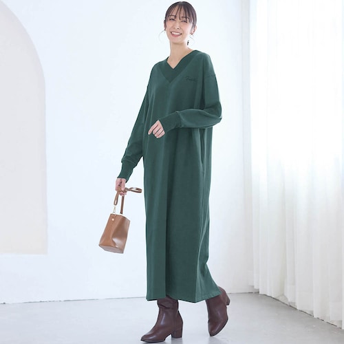 コットン裏毛スウェットワンピース