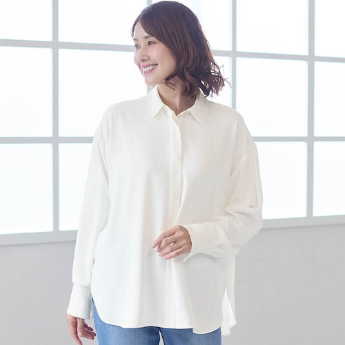 襟レースシャツ