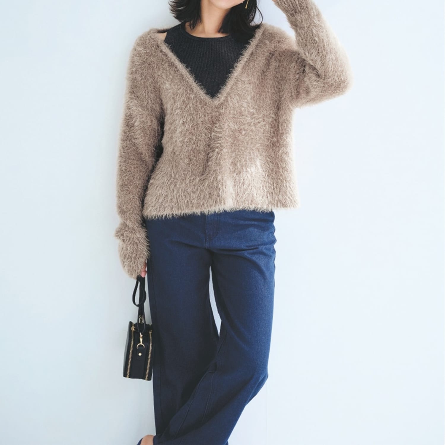 2月19日再値下げ】 フェザーヤーン重ね着風ニット(スタイルノート