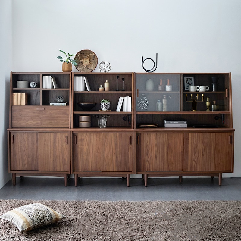 フラップ扉(デスク)、オープン、ガラス扉